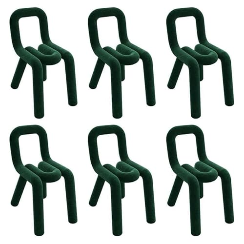 NMVAWIPT Moderne Esszimmerstühle, 45 cm Sitzhöhe, Stoffpolsterung, Metallrahmen for Das Home Office(Blackish Green,Set of 6) von NMVAWIPT