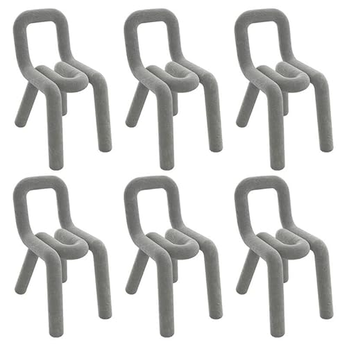 NMVAWIPT Moderne Esszimmerstühle, 45 cm Sitzhöhe, Stoffpolsterung, Metallrahmen for Das Home Office(Gray,Set of 6) von NMVAWIPT