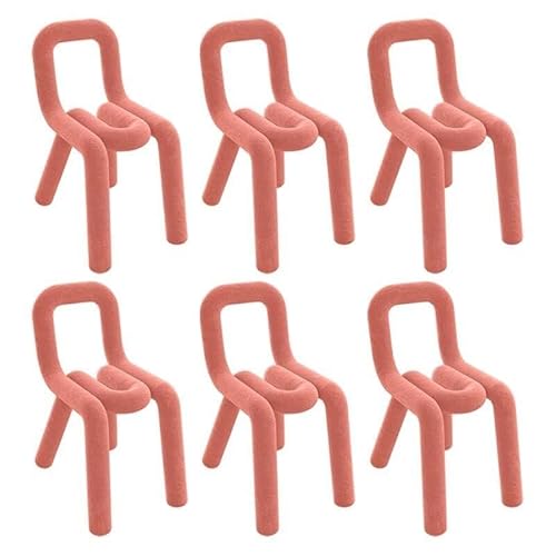 NMVAWIPT Moderne Esszimmerstühle, 45 cm Sitzhöhe, Stoffpolsterung, Metallrahmen for Das Home Office(Red,Set of 6) von NMVAWIPT