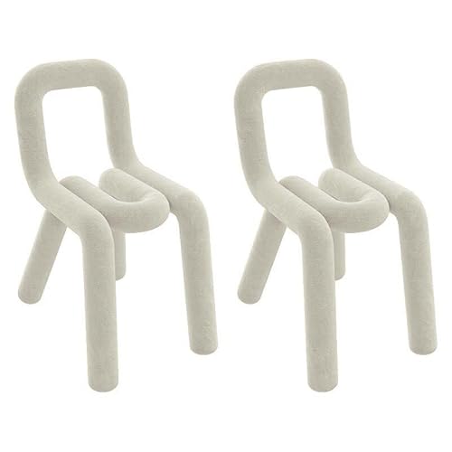 NMVAWIPT Moderne Esszimmerstühle, 45 cm Sitzhöhe, Stoffpolsterung, Metallrahmen for Das Home Office(White,Set of 2) von NMVAWIPT