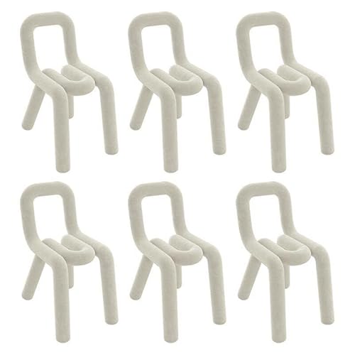 NMVAWIPT Moderne Esszimmerstühle, 45 cm Sitzhöhe, Stoffpolsterung, Metallrahmen for Das Home Office(White,Set of 6) von NMVAWIPT