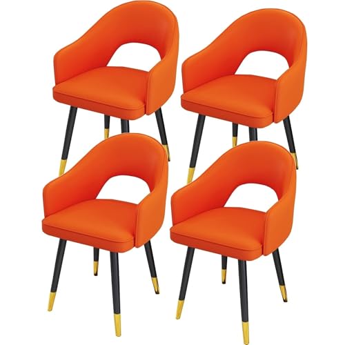 NMVAWIPT Moderne Esszimmerstühle, 4er-Set, Wasserdichtes PU-Leder, Gepolsterte Sitzfläche Mit Hoher Rückenlehne, Beine Aus Kohlenstoffstahl for Die Wohnzimmerküche(Orange) von NMVAWIPT