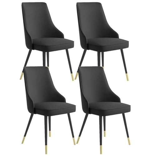 NMVAWIPT Moderne Esszimmerstühle, 4er-Set, Wasserdichtes PU-Leder, Weiche Sitzfläche Mit Hoher Rückenlehne, Metallbeine for Küche Und Wohnzimmer(Black,Black Gold feet) von NMVAWIPT