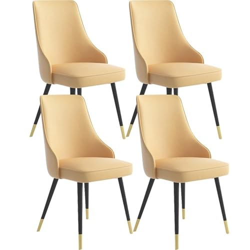 NMVAWIPT Moderne Esszimmerstühle, 4er-Set, Wasserdichtes PU-Leder, Weiche Sitzfläche Mit Hoher Rückenlehne, Metallbeine for Küche Und Wohnzimmer(Yellow,Black Gold feet) von NMVAWIPT