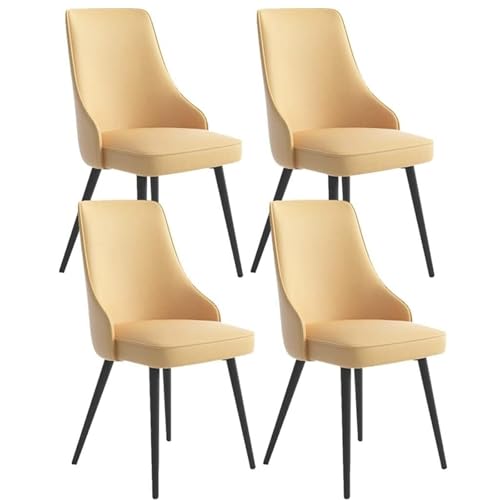 NMVAWIPT Moderne Esszimmerstühle, 4er-Set, Wasserdichtes PU-Leder, Weiche Sitzfläche Mit Hoher Rückenlehne, Metallbeine for Küche Und Wohnzimmer(Yellow,Black feet) von NMVAWIPT