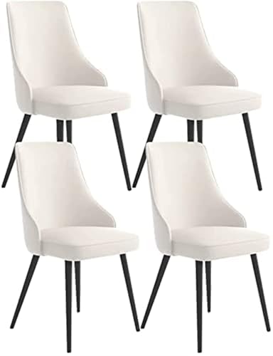 NMVAWIPT Moderne Esszimmerstühle, 4er-Set Mit Metallbeinen for Küche Und Wohnzimmer, Wasserdichter Sitz Aus PU-Leder(White,Black feet) von NMVAWIPT