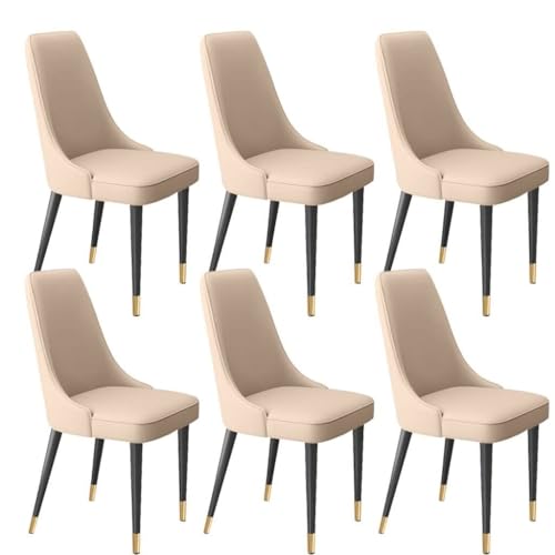 NMVAWIPT Moderne Esszimmerstühle, 6er-Set, Weiches Mikrofaserleder, Gepolsterte Sitzfläche Mit Hoher Rückenlehne, Metallbeine for Küche Und Wohnzimmer(Beige) von NMVAWIPT