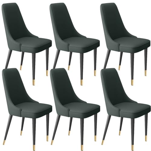 NMVAWIPT Moderne Esszimmerstühle, 6er-Set, Weiches Mikrofaserleder, Gepolsterte Sitzfläche Mit Hoher Rückenlehne, Metallbeine for Küche Und Wohnzimmer(Dark Green) von NMVAWIPT
