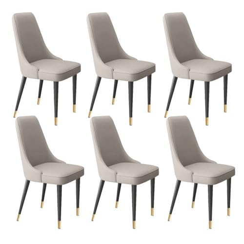 NMVAWIPT Moderne Esszimmerstühle, 6er-Set, Weiches Mikrofaserleder, Gepolsterte Sitzfläche Mit Hoher Rückenlehne, Metallbeine for Küche Und Wohnzimmer(Gray) von NMVAWIPT