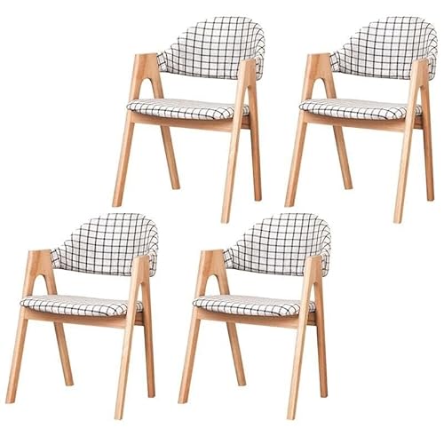 NMVAWIPT Moderne Esszimmerstühle, Gepolsterter Sessel, Mattes Finish, Offene Seite Aus Naturholz for Die Küche Eines Milchteeladens(Black+White-Wood a,4 Pieces) von NMVAWIPT