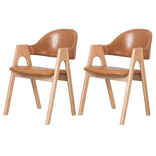 NMVAWIPT Moderne Esszimmerstühle, Gepolsterter Sessel, Mattes Finish, Offene Seite Aus Naturholz for Die Küche Eines Milchteeladens(Brown-Wood a,2 Pieces) von NMVAWIPT