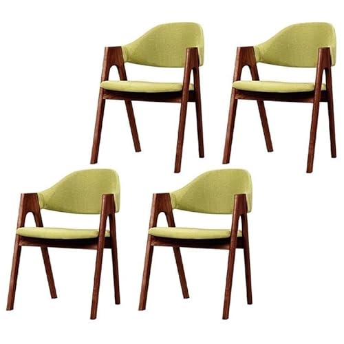 NMVAWIPT Moderne Esszimmerstühle, Gepolsterter Sessel, Mattes Finish, Offene Seite Aus Naturholz for Die Küche Eines Milchteeladens(Green-Wood B,4 Pieces) von NMVAWIPT