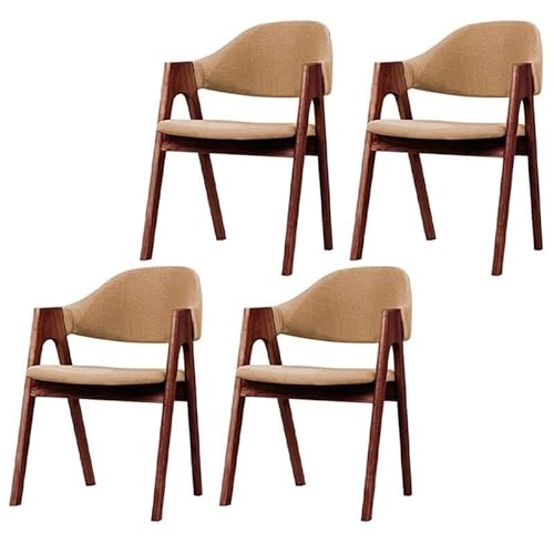 NMVAWIPT Moderne Esszimmerstühle, Gepolsterter Sessel, Mattes Finish, Offene Seite Aus Naturholz for Die Küche Eines Milchteeladens(Khaki-Wood B,4 Pieces) von NMVAWIPT