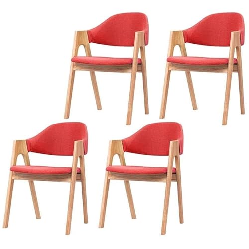 NMVAWIPT Moderne Esszimmerstühle, Gepolsterter Sessel, Mattes Finish, Offene Seite Aus Naturholz for Die Küche Eines Milchteeladens(Red-Wood a,4 Pieces) von NMVAWIPT