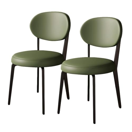 NMVAWIPT Moderne Esszimmerstühle Aus Kunstleder, 2 Stück, Ohne Armlehnen, Wohnzimmer-/Lounge-/Restaurantstuhl Mit Rückenlehne, Mid Century-Sitzstuhl(Green,Black Legs) von NMVAWIPT