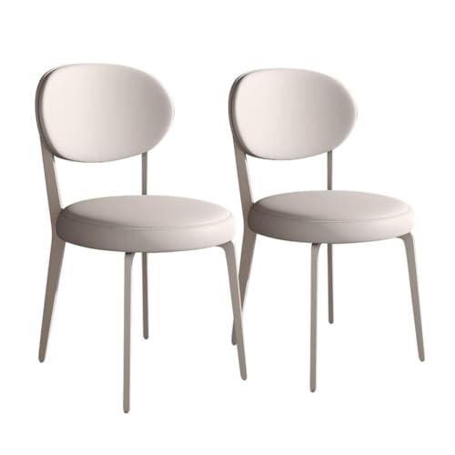 NMVAWIPT Moderne Esszimmerstühle Aus Kunstleder, 2 Stück, Ohne Armlehnen, Wohnzimmer-/Lounge-/Restaurantstuhl Mit Rückenlehne, Mid Century-Sitzstuhl(White,White Legs) von NMVAWIPT