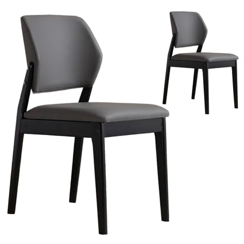 NMVAWIPT Moderne Esszimmerstühle Aus Kunstleder Mit Bequemer, Geschwungener Rückenlehne Und Gepolsterter Sitzfläche, Holzbeinen for Das Wohnzimmer, Büro, Arbeitszimmer(Black+Dark Gray,6pcs) von NMVAWIPT