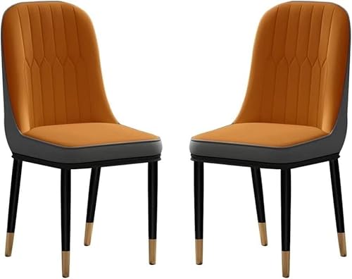 NMVAWIPT Moderne Küchen-/Esszimmerstühle, 2er-Set, Wasserfestes PU-Leder, Gepolsterte Sitzfläche Mit Hoher Rückenlehne, Metallbeine(Orange) von NMVAWIPT