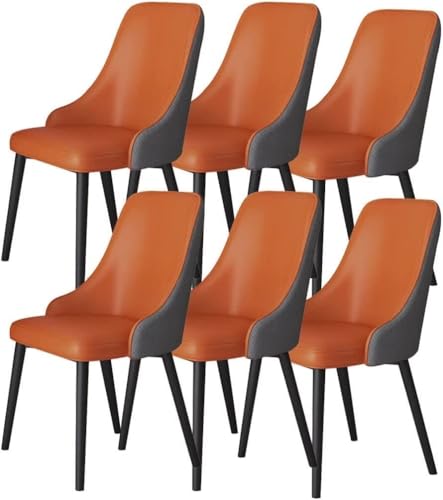 NMVAWIPT Moderne Lederstühle for Küche Und Esszimmer, 6er-Set, Lounge-Thekenstühle Wohnzimmer, Akzentstühle Mit Metallbeinen Aus Karbonstahl(Color 3) von NMVAWIPT