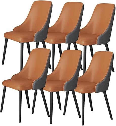 NMVAWIPT Moderne Lederstühle for Küche Und Esszimmer, 6er-Set, Lounge-Thekenstühle Wohnzimmer, Akzentstühle Mit Metallbeinen Aus Karbonstahl(Color 6) von NMVAWIPT