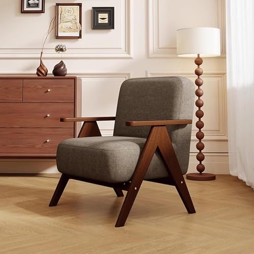 NMVAWIPT Moderne Stühle for Wohnzimmer-Sessel, Bequemes Übergroßes Schlafzimmer-Einzelsofa Mit Massivholzrahmen, Gepolsterter Sessel(Brown 1,1pcs) von NMVAWIPT
