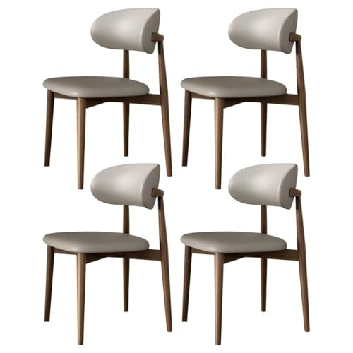 NMVAWIPT Moderner, Glamouröser, Mit Stoff Gepolsterter Beistellstuhl Beinen Aus Massivholz Und Offener Rückenlehne – Ideal for Esszimmer, Wohnzimmer Büro(Walnut-Light Gray,4 Pieces) von NMVAWIPT