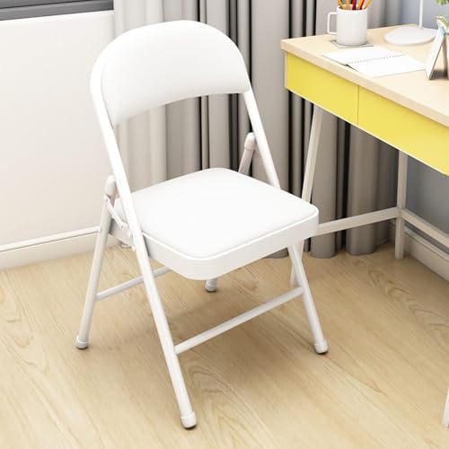 NMVAWIPT Moderner, Klappbarer Esszimmerstuhl Mit Gepolsterter Sitzfläche, Stapelbarer, Leichter Stuhl for Drinnen Und Draußen(White,4 Pack) von NMVAWIPT