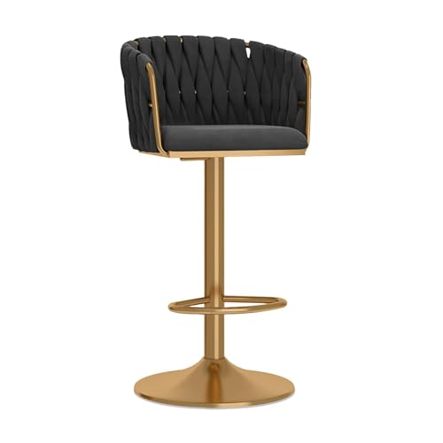 NMVAWIPT Moderner, Mit Samt Gepolsterter, Verstellbarer, Drehbarer Barhocker – Kücheninsel-Pubstuhl In Thekenhöhe Mit Rückenlehne Und Fußstütze(1pcs,Gold Legs) von NMVAWIPT