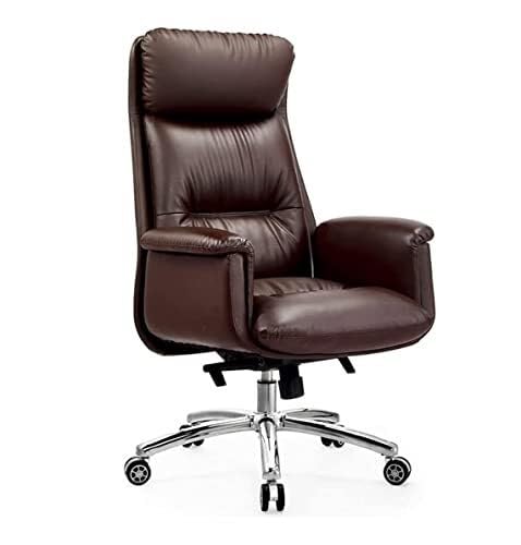 NMVAWIPT Moderner, Verstellbarer Bürodrehstuhl Mit Lendenwirbelstütze Und Höhe – Chefsessel Aus Leder for Zuhause Oder Die Arbeit(Brown) von NMVAWIPT