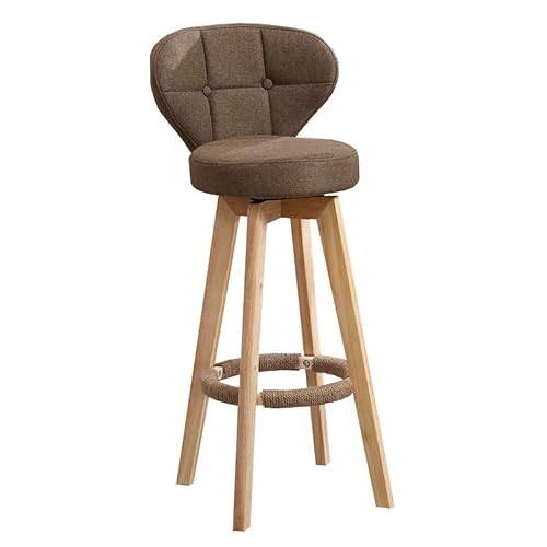 NMVAWIPT Moderner Barhocker Aus Holz, Mit Leinen Gepolsterter Barstuhl Im Nordischen Stil for Küchentheken, Kaffee-, Milch- Und Teeläden(Brown) von NMVAWIPT