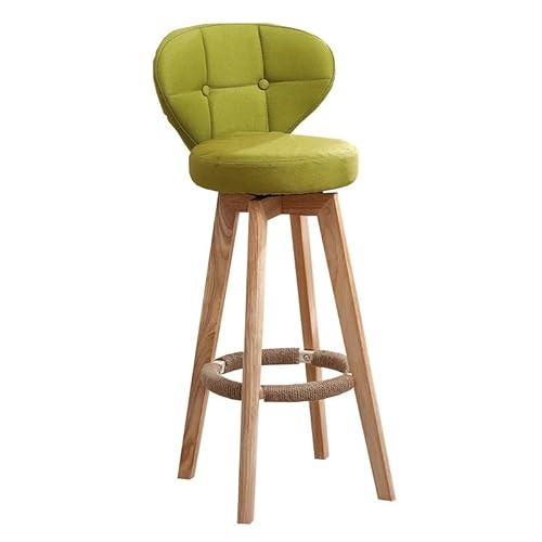 NMVAWIPT Moderner Barhocker Aus Holz, Mit Leinen Gepolsterter Barstuhl Im Nordischen Stil for Küchentheken, Kaffee-, Milch- Und Teeläden(Green) von NMVAWIPT