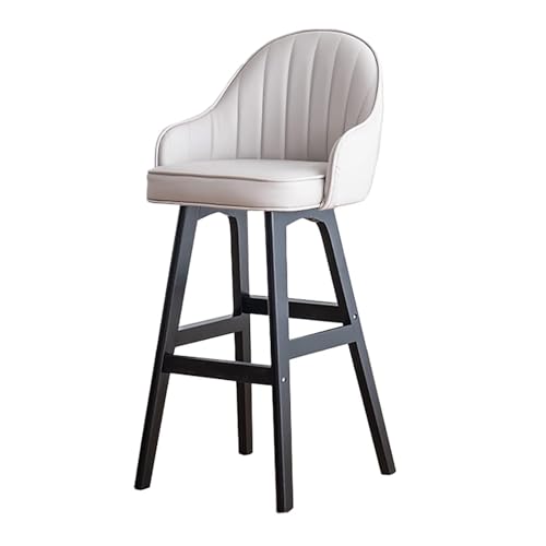 NMVAWIPT Moderner Barhocker Aus PU-Leder Mit Rückenlehne Und Fußstütze – Thekenstuhl Mit Holzrahmen for Kücheninsel, Zuhause, Restaurant(Gray,Seat Height 68cm) von NMVAWIPT