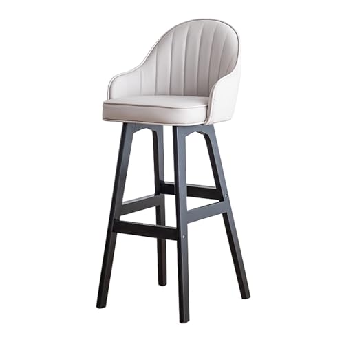 NMVAWIPT Moderner Barhocker Aus PU-Leder Mit Rückenlehne Und Fußstütze – Thekenstuhl Mit Holzrahmen for Kücheninsel, Zuhause, Restaurant(Gray,Seat Height 78cm) von NMVAWIPT