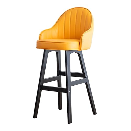 NMVAWIPT Moderner Barhocker Aus PU-Leder Mit Rückenlehne Und Fußstütze – Thekenstuhl Mit Holzrahmen for Kücheninsel, Zuhause, Restaurant(Yellow,Seat Height 68cm) von NMVAWIPT