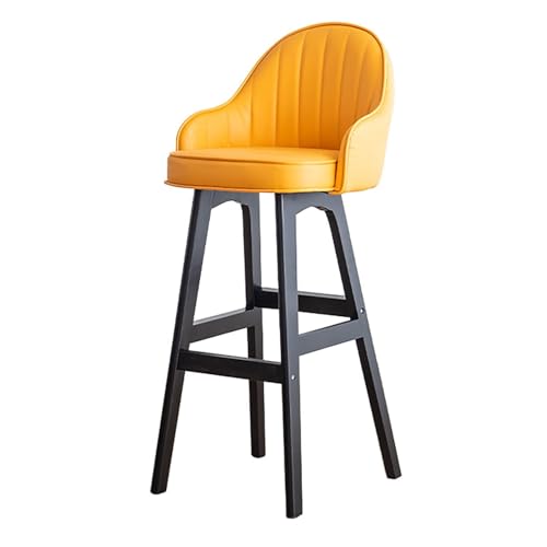 NMVAWIPT Moderner Barhocker Aus PU-Leder Mit Rückenlehne Und Fußstütze – Thekenstuhl Mit Holzrahmen for Kücheninsel, Zuhause, Restaurant(Yellow,Seat Height 78cm) von NMVAWIPT