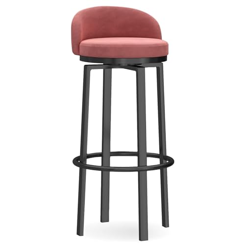 NMVAWIPT Moderner Barhocker Mit Samtpolsterung Und Niedriger Fußstütze Aus Metall, Esszimmerstuhl for Kücheninseln(Pink 1 Pcs(Black Leg),65cm) von NMVAWIPT