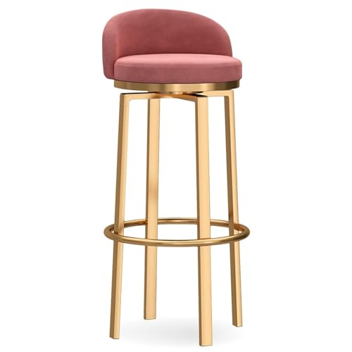 NMVAWIPT Moderner Barhocker Mit Samtpolsterung Und Niedriger Fußstütze Aus Metall, Esszimmerstuhl for Kücheninseln(Pink 1 Pcs(Gold Leg),75cm) von NMVAWIPT