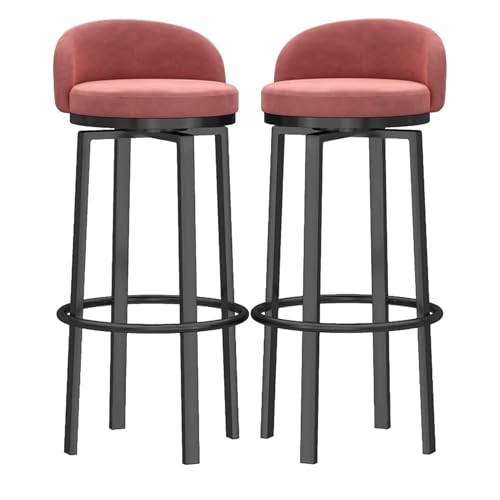 NMVAWIPT Moderner Barhocker Mit Samtpolsterung Und Niedriger Fußstütze Aus Metall, Esszimmerstuhl for Kücheninseln(Pink 2 Pcs(Black Leg),65cm) von NMVAWIPT