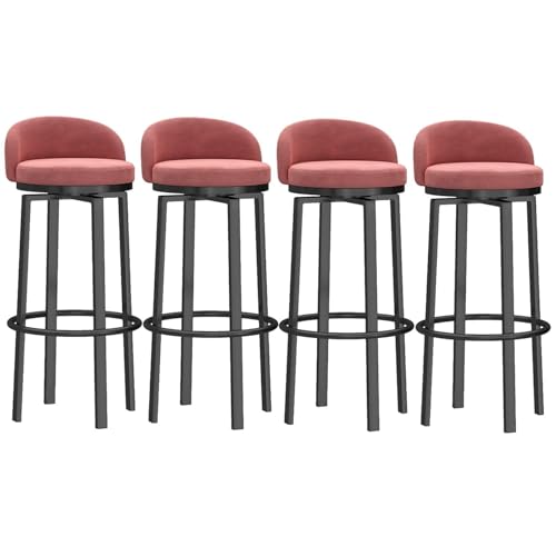 NMVAWIPT Moderner Barhocker Mit Samtpolsterung Und Niedriger Fußstütze Aus Metall, Esszimmerstuhl for Kücheninseln(Pink 4 Pcs(Black Leg),75cm) von NMVAWIPT