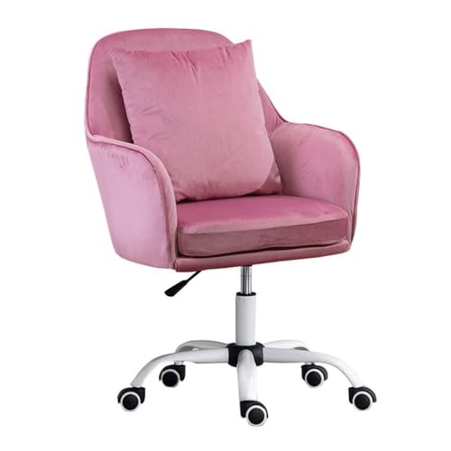 NMVAWIPT Moderner Bürodrehstuhl Aus Samt, Höhenverstellbarer Ergonomischer Schreibtischstuhl Mit 360°-Rollen Und Armlehnen for Die Home-Office-Bar(Pink) von NMVAWIPT