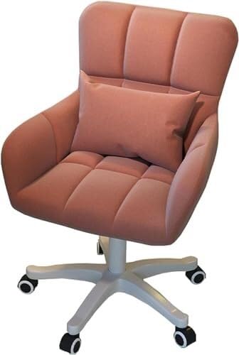 NMVAWIPT Moderner Bürodrehstuhl Aus Samt Mit Einstellbarer Höhe, 360°-Rollen Und Weißem Fuß for Homeoffice, Schlafzimmer Und Schminktisch(Bean Paste) von NMVAWIPT