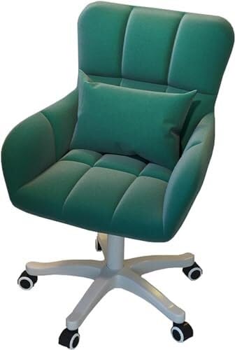 NMVAWIPT Moderner Bürodrehstuhl Aus Samt Mit Einstellbarer Höhe, 360°-Rollen Und Weißem Fuß for Homeoffice, Schlafzimmer Und Schminktisch(Green) von NMVAWIPT