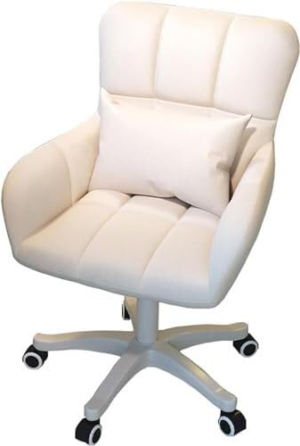 NMVAWIPT Moderner Bürodrehstuhl Aus Samt Mit Einstellbarer Höhe, 360°-Rollen Und Weißem Fuß for Homeoffice, Schlafzimmer Und Schminktisch(Off-White) von NMVAWIPT