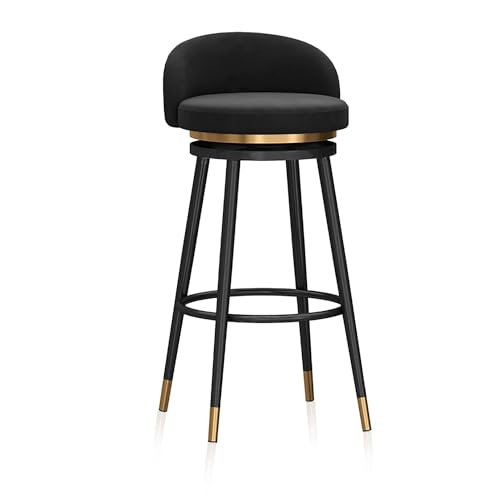 NMVAWIPT Moderner Drehbarer Barhocker for Zu Hause, Thekenhocker Mit Rückenlehne Und Samtpolsterung for Kücheninsel Oder Hausbar(1pcs -Black Leg,75cm) von NMVAWIPT