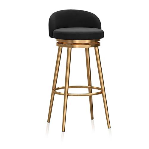 NMVAWIPT Moderner Drehbarer Barhocker for Zu Hause, Thekenhocker Mit Rückenlehne Und Samtpolsterung for Kücheninsel Oder Hausbar(1pcs -Gold Leg,75cm) von NMVAWIPT