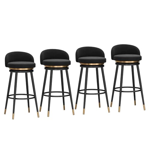 NMVAWIPT Moderner Drehbarer Barhocker for Zu Hause, Thekenhocker Mit Rückenlehne Und Samtpolsterung for Kücheninsel Oder Hausbar(4pcs -Black Leg,65cm) von NMVAWIPT