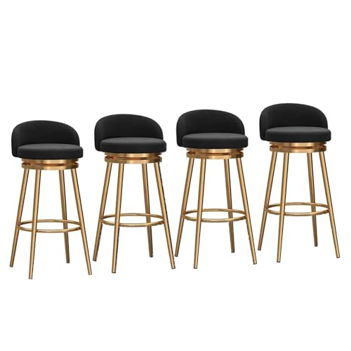 NMVAWIPT Moderner Drehbarer Barhocker for Zu Hause, Thekenhocker Mit Rückenlehne Und Samtpolsterung for Kücheninsel Oder Hausbar(4pcs- Gold Leg,75cm) von NMVAWIPT