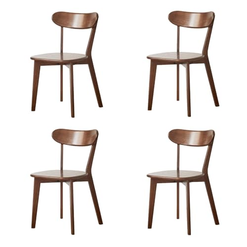 NMVAWIPT Moderner Esszimmerstuhl Aus Massiver Eiche Mit Gebogener Rückenlehne for Küche, Wohnzimmer, Restaurants, Geschäfte(Walnut,4) von NMVAWIPT