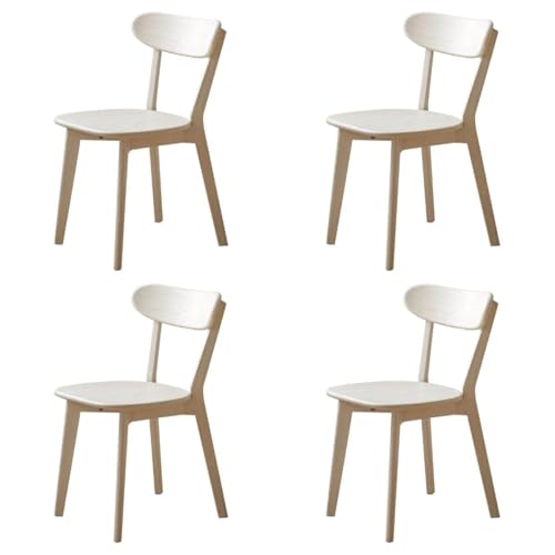 NMVAWIPT Moderner Esszimmerstuhl Aus Massiver Eiche Mit Gebogener Rückenlehne for Küche, Wohnzimmer, Restaurants, Geschäfte(White,4) von NMVAWIPT