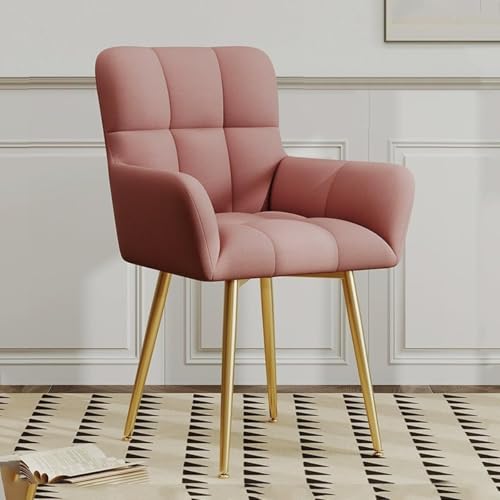 NMVAWIPT Moderner Esszimmerstuhl Mit Samtbezug Und Goldenen Beinen – Kompakter Beistellstuhl for Esszimmer, Küche, Schlafzimmer Und Café(Bean Pink) von NMVAWIPT